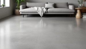 Een strakke dekvloer van beton in een moderne woning.